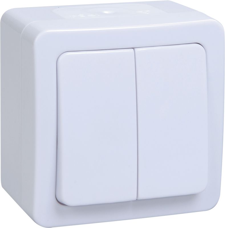 Выключатель ИЭК ГЕРМЕС PLUS ВС20-2-0-ГПБ, 2 клавиши, 10 А, 250 В, IP54