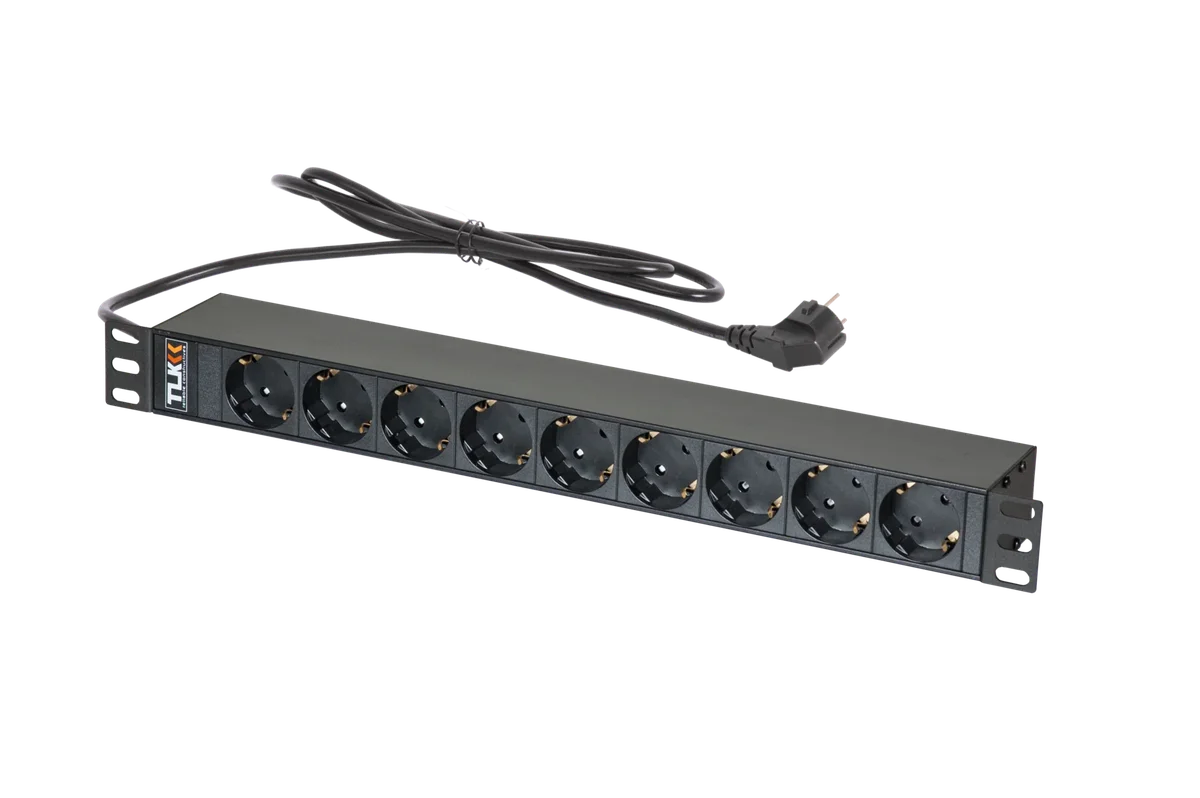 Блок розеток TLK TLK-RSC09-M-04-BK, 19", 9×Schuko, 16 А, 1U