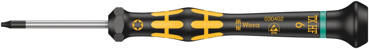 Отвёртка антистатическая для прецизионных работ 1567 TORX HF ESD Kraftform Micro с функцией фиксации крепежа TX 6X40 мм для микроэлектроники