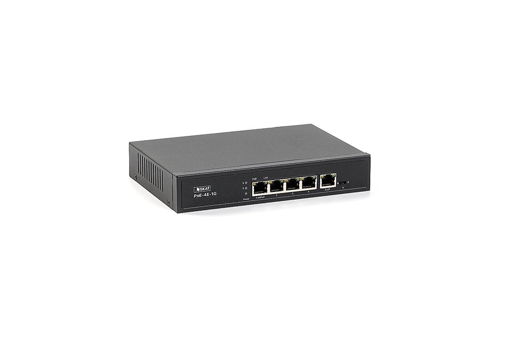 Коммутатор Бастион SKAT PoE-4E-1G, 4×PoE+ 65 Вт, 1×Uplink 1 Гбит/с