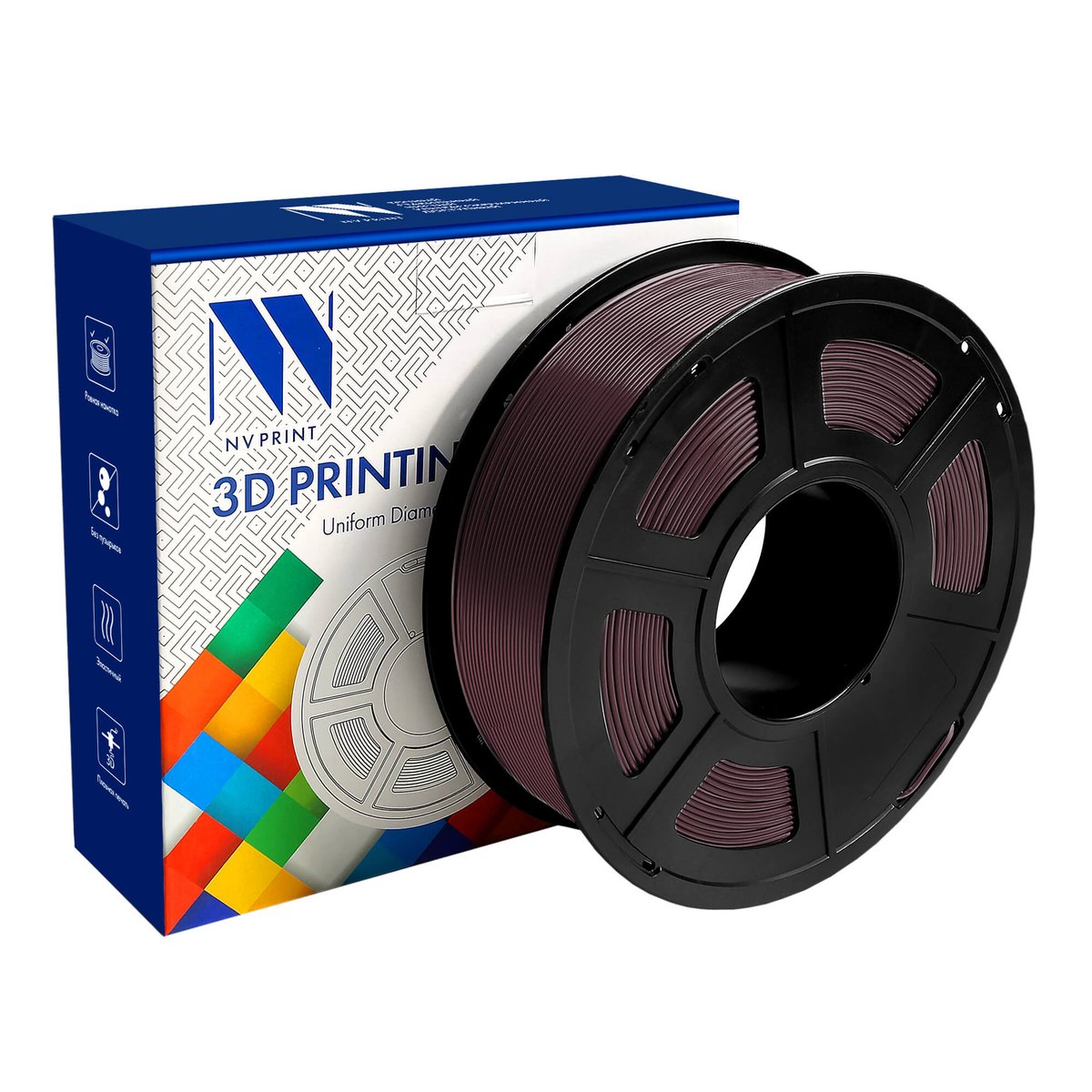 Филамент NV Print NV-3D-TPU-SILK-BURGUNDY, TPU, 1.75 мм, 1 кг, бордовый