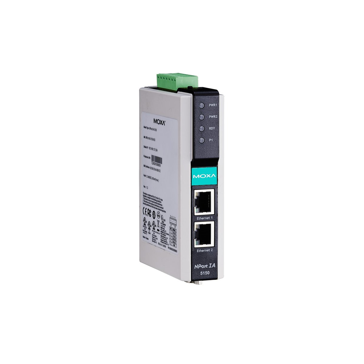 Преобразователь интерфейсов MOXA NPort IA-5150, RS-232/422/485 в Ethernet, 2 порта Ethernet