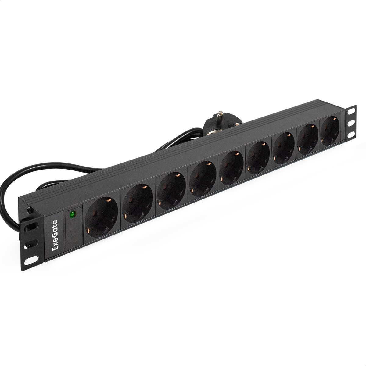 Блок розеток ExeGate ServerPro PDU-19H903 Al-9S-EU2CU EX280849RUS, 19", 1U, 9×Schuko, 16 А