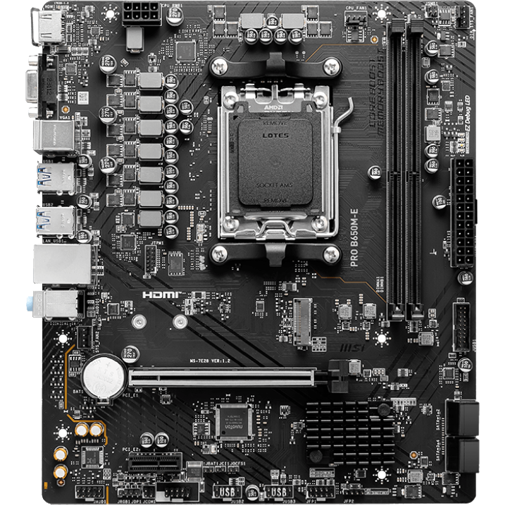 Материнская плата MSI PRO B650M-E, AM5, AMD B650, 2×DDR5, microATX