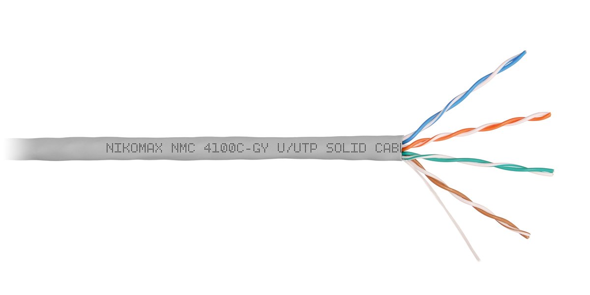 Кабель NIKOMAX NMC 4100C-GY, U/UTP 4 пары, Кат.5e, 24AWG, нг(А)-HF, 305 м, серый