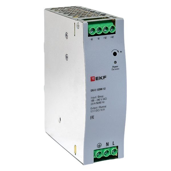 Блок питания EKF DR-E-120W-12, 120Вт, 12В, DIN-рейка