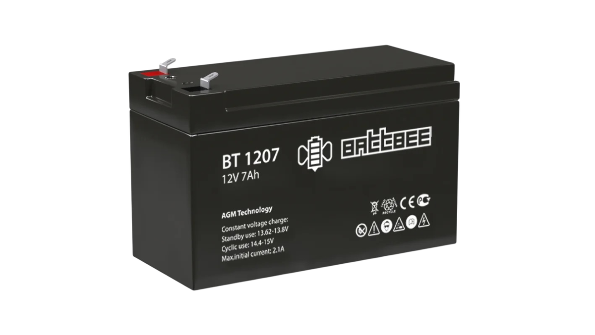 Аккумулятор Энергон BT 1207, 12 В, 7 А·ч, AGM, клеммы F1