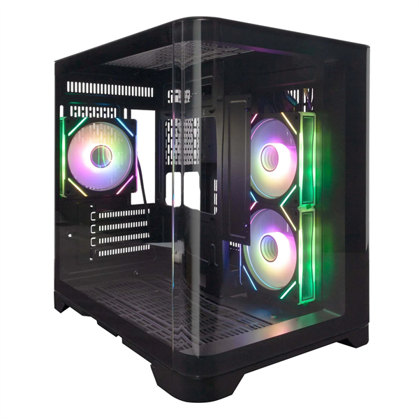 Корпус 1stPlayer UV5-BK-2FC7R-1FC7, Micro-ATX/Mini-ITX, 3×120 мм ARGB, чёрный