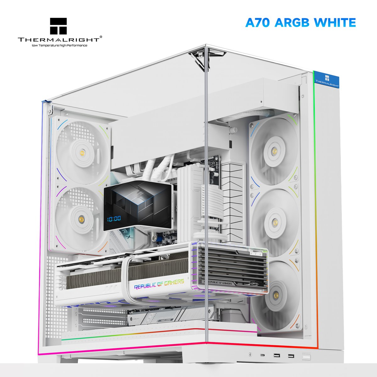 Корпус Thermalright TR-A70 White FAN5-C, Midi-Tower, ATX/mATX/mITX, 5×120 мм ARGB, белый