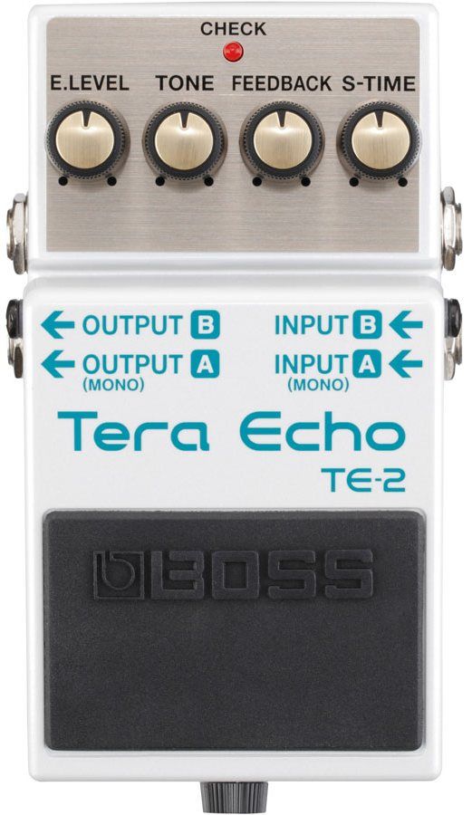 Педаль эхо-эффекта Tera Echo BOSS [TE-2] Регуляторы: E.Level, Tone, Feedback, S?Time. Функция Freeze. Моно/стерео разъёмы, питание 9 В. Металлический корпус. Габариты: 12,9х7,3х5,9 см, вес: 435 г.