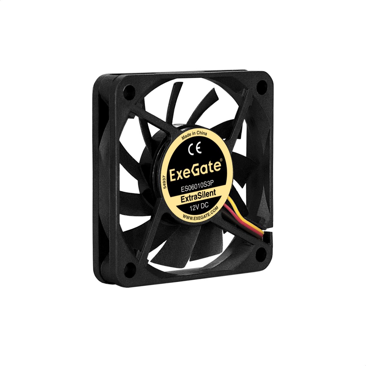 Вентилятор ExeGate ExtraSilent ES06010S3P, 60×60×10 мм, 12 В, 3-pin, 3000 об/мин