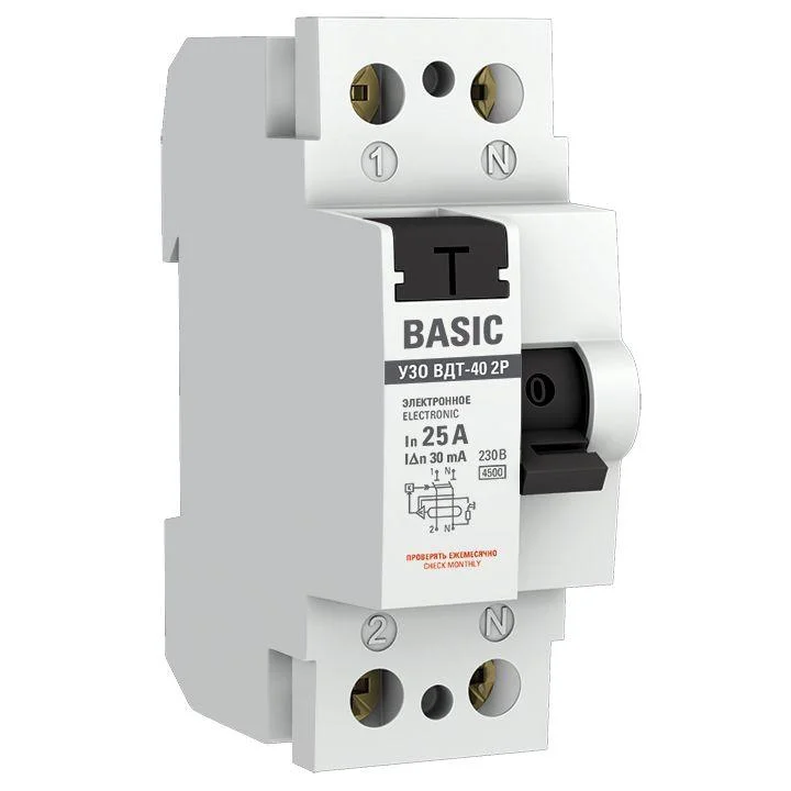 УЗО EKF elcb-2-25-30e-sim Basic, 2P, 25 А, 30 мА, тип AC, электронное