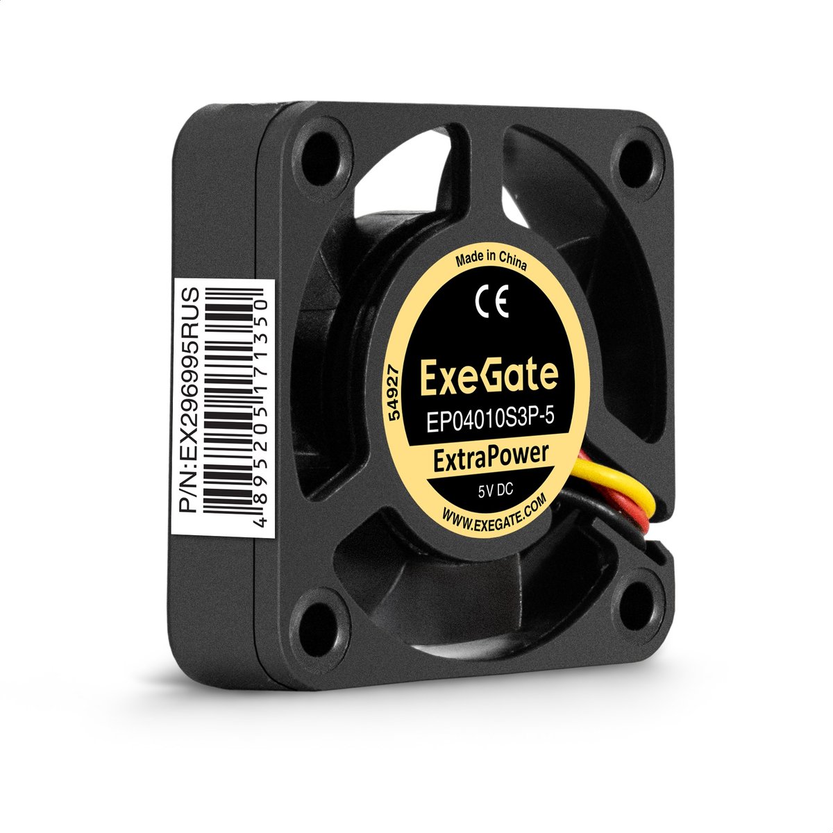 Вентилятор ExeGate ExtraPower EP04010S3P-5, 40×40×10 мм, 5 В, 3-pin, 7500 об/мин