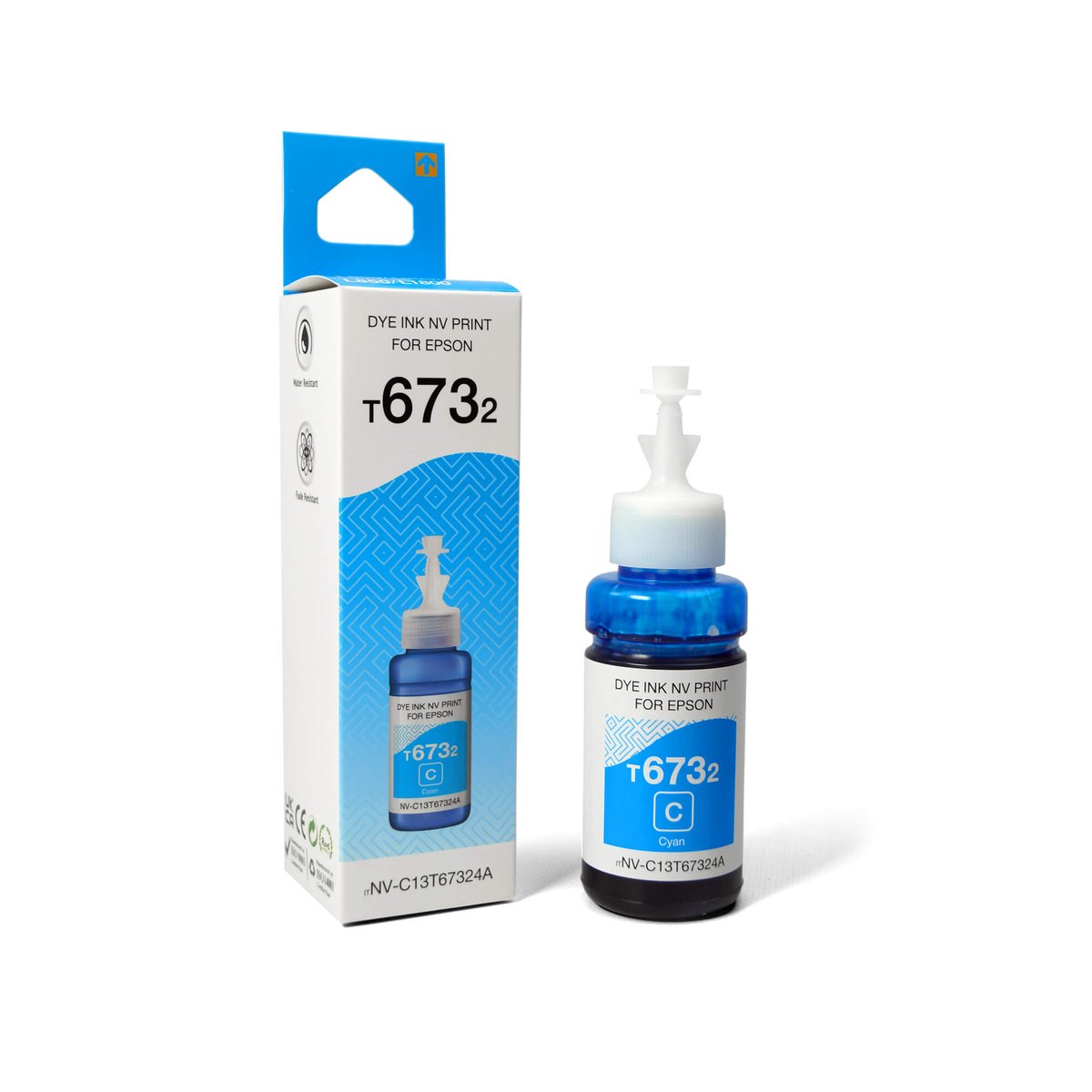 Чернила NV Print NV-C13T67324A, для Epson EcoTank, 70мл, Cyan