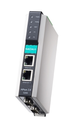 Преобразователь MOXA NPort IA-5250-T, 2×RS-232/422/485 в Ethernet, -40…+75 °C