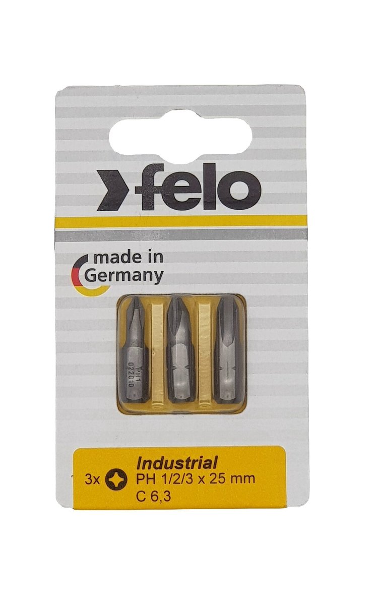 Бита FELO 02293116, PH1/PH2/PH3×25 мм, 1/4", 3 шт