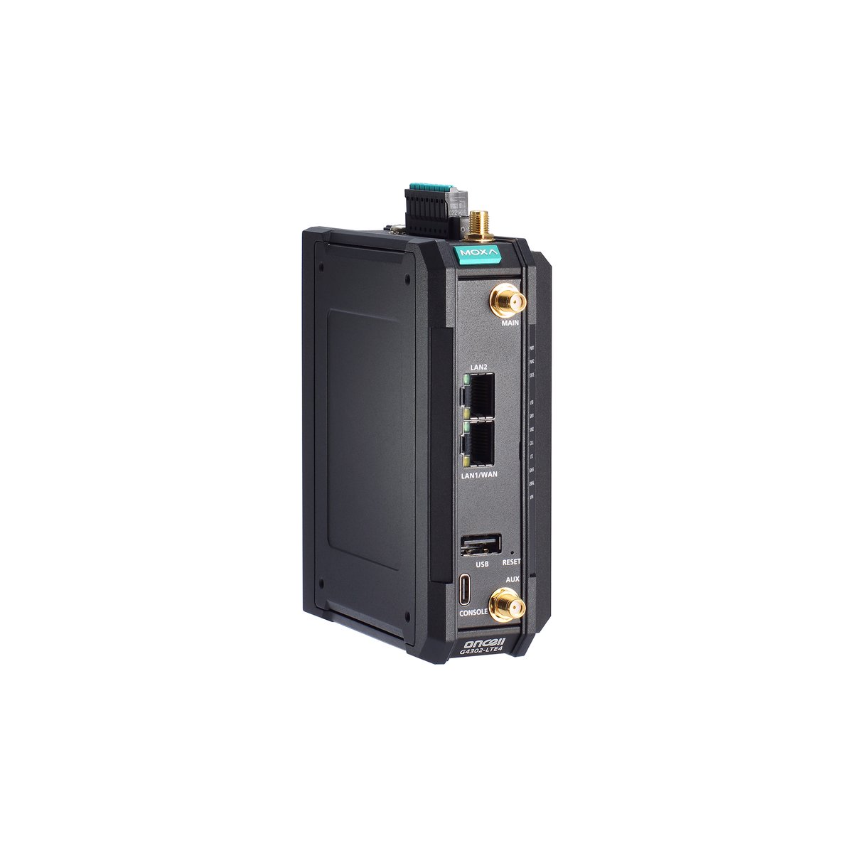 Модем MOXA OnCell G4302-LTE4-EU, LTE Cat.4, 2×10/100/1000BaseT(X), RS-232/422/485