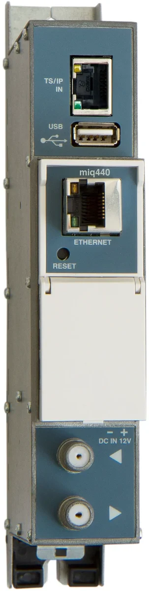 Модулятор НПО Кабельные сети MIQ440, IP в 4×DVB-C, 96–862 МГц