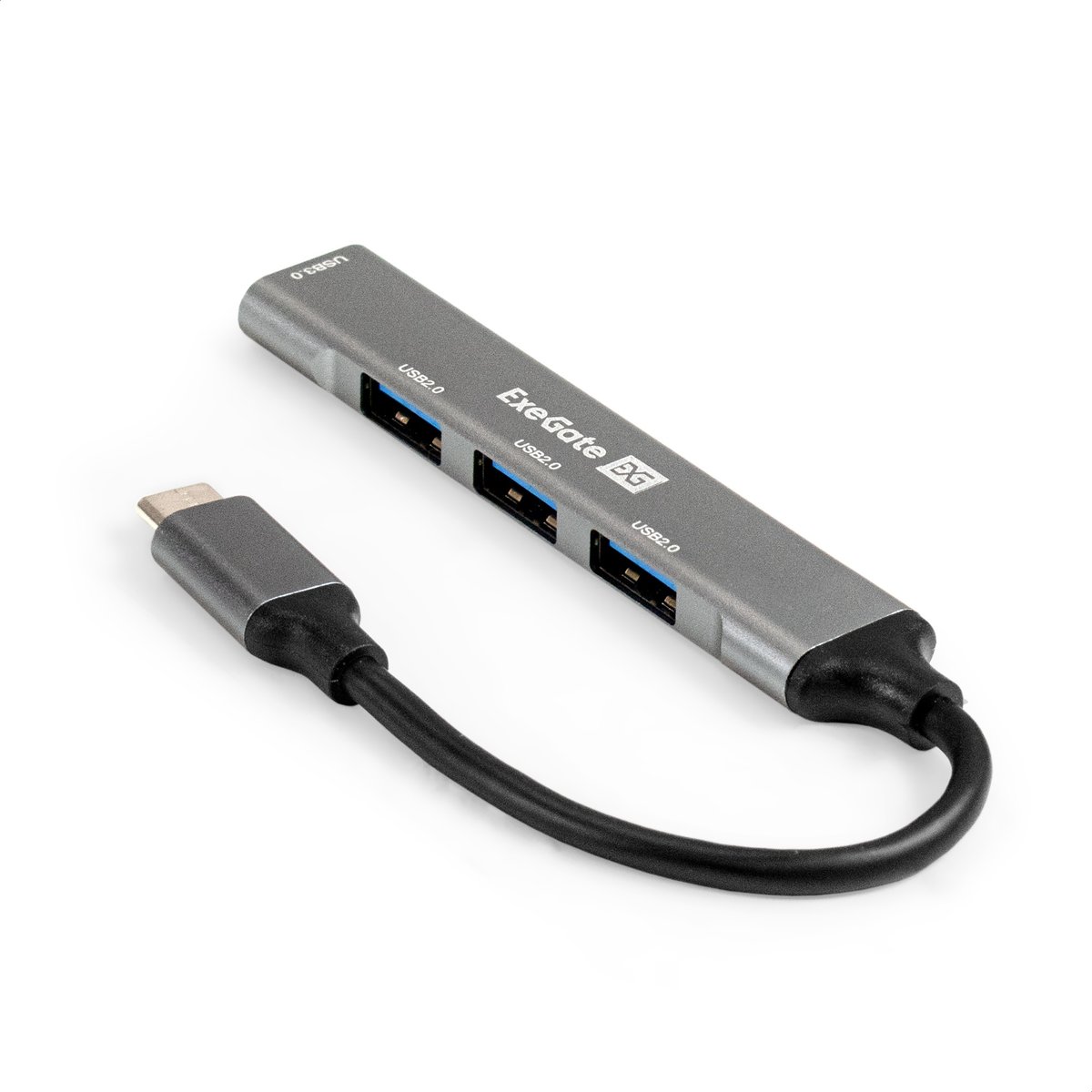 USB-хаб ExeGate DUB-3213C, 4-в-1, USB Type-C, 3×USB 2.0 + 1×USB 3.0