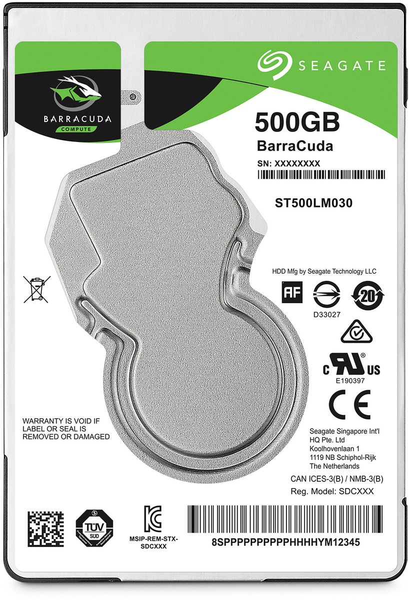 Жёсткий диск Seagate Barracuda ST500LM030, 500 ГБ, 2.5" SATA III, 5400 об/мин, 128 МБ