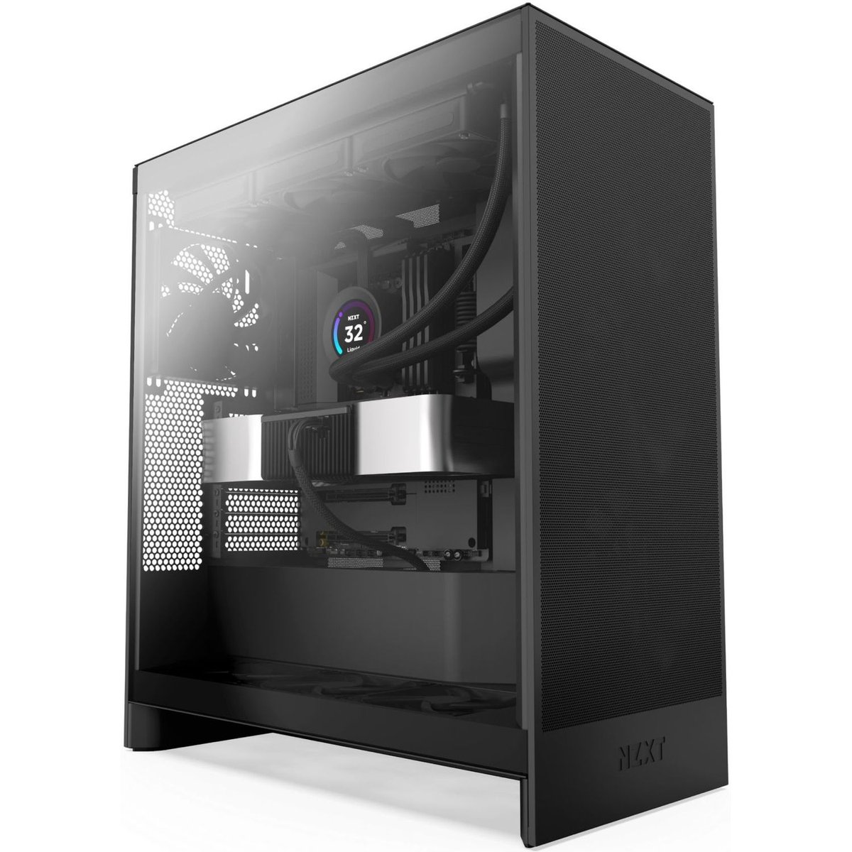 Корпус NZXT H7 Flow CM-H72FB-01, Midi-Tower, E-ATX/ATX, 3×120 мм, TG