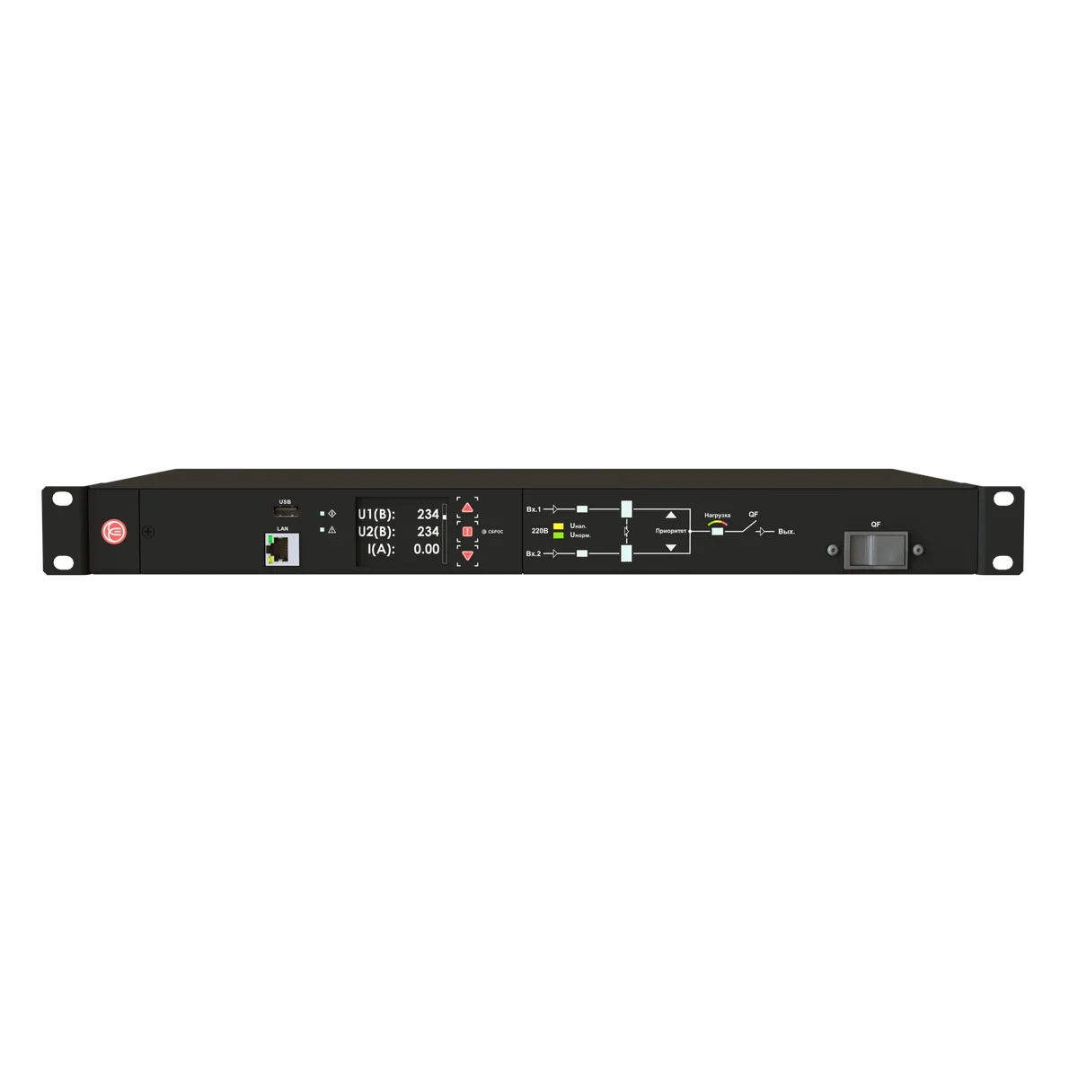 Переключатель Elemy ATS-2002, 1U, 230В, 16А, SNMP