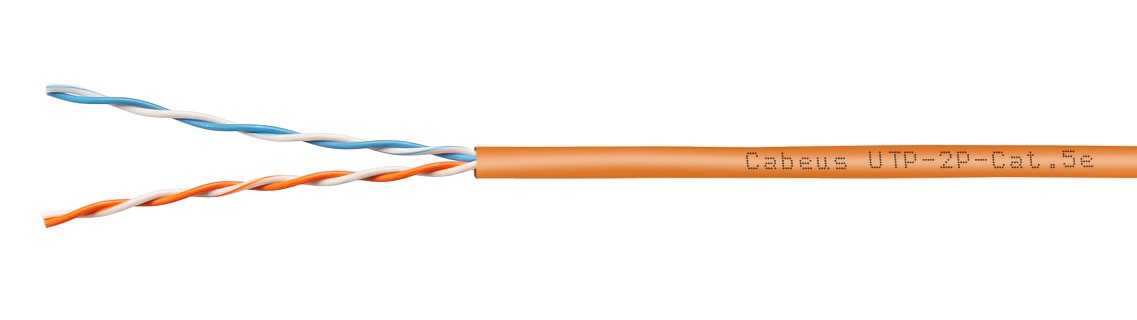 Кабель Cabeus UTP-2P-Cat.5e-SOLID-LSZH-OR-500, U/UTP 5e, 2 пары 24 AWG, LSZH, 500 м