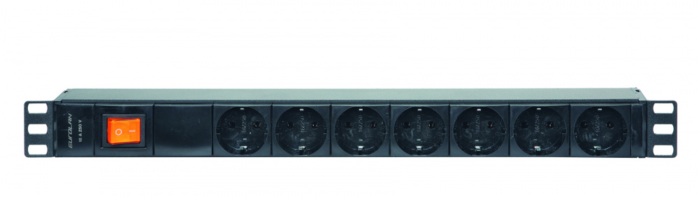 Блок розеток Eurolan 60A-61-02-07BL, 1U, 7×Schuko, 16А