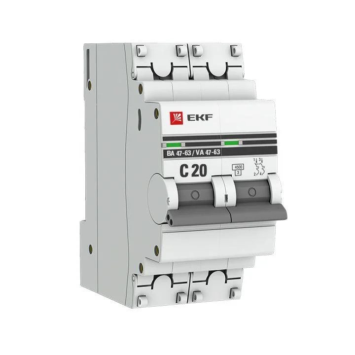 Автоматический выключатель EKF PROxima ВА 47-63 mcb4763-2-20C-pro, 2P, 20 А, C, 4,5 кА
