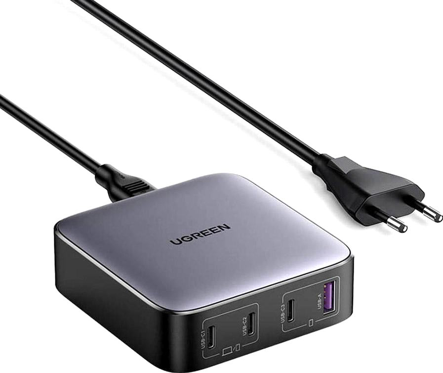 Зарядное устройство Ugreen CD328 (90928) Nexode, 100 Вт, 3×USB-C + 1×USB-A, GaN, серый