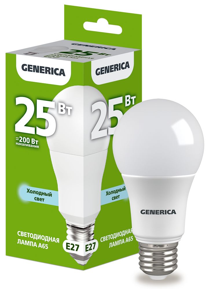 Лампа светодиодная IEK LL-A65-25-230-65-E27-G, 25Вт, 6500К, E27