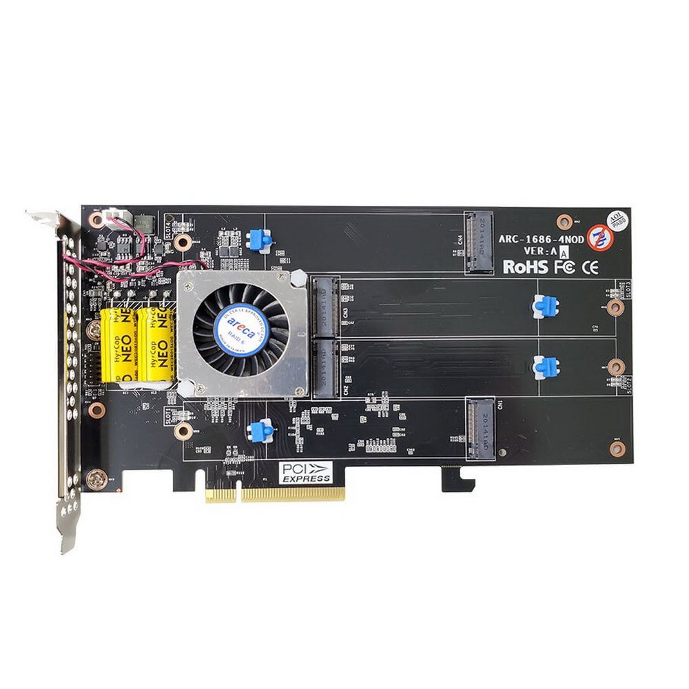 RAID-контроллер Areca ARC-1686-4NOD, PCIe 4.0 x8, 4x M.2, Tri-Mode
