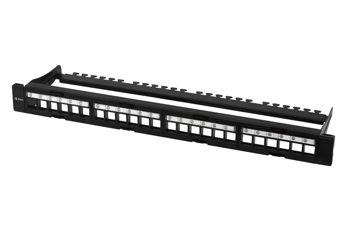 Патч-панель SNR SNR-UL-1U24-D, 19", 24 порта KeyStone, 1U, неэкранированная