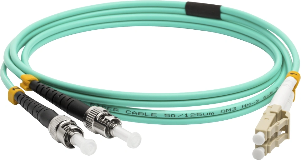 Патч-корд оптический Lanmaster LAN-2LC-2ST/OM3-1.0, LC-ST, duplex, OM3, LSZH, 1 м