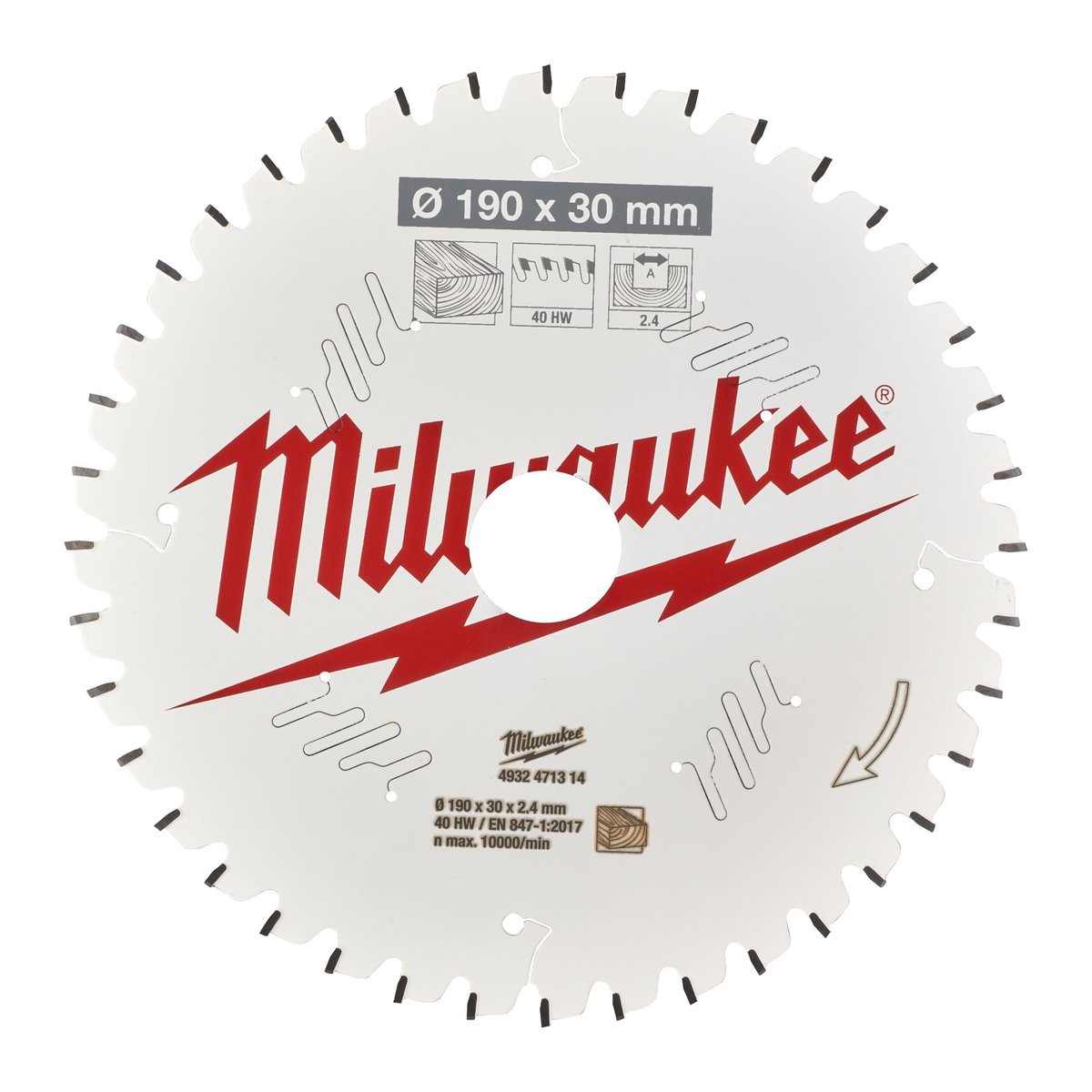 Диск пильный Milwaukee 4932471314, 190×30×2.4мм, 40 зубьев, ATB