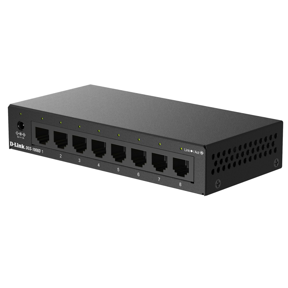 Коммутатор D-Link DGS-1008D/V/S1A, неуправляемый, 8×1GbE