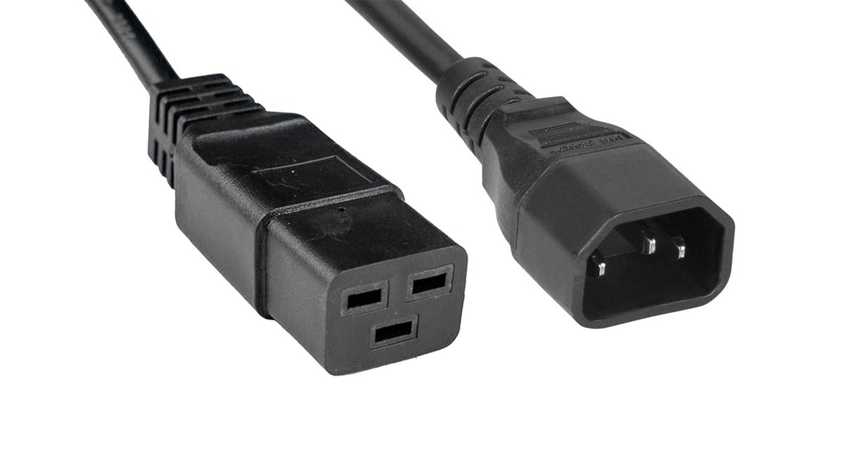 Кабель питания Cabeus PC-IEC19-IEC14-1.8M, IEC 320 C19 — C14, 3×1,5 мм², 16 А, 1,8 м