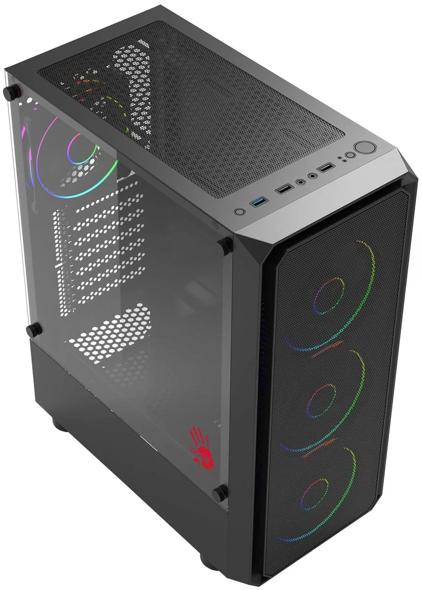 Корпус Bloody CC-126-BK, Midi-Tower, ATX, без БП, чёрный