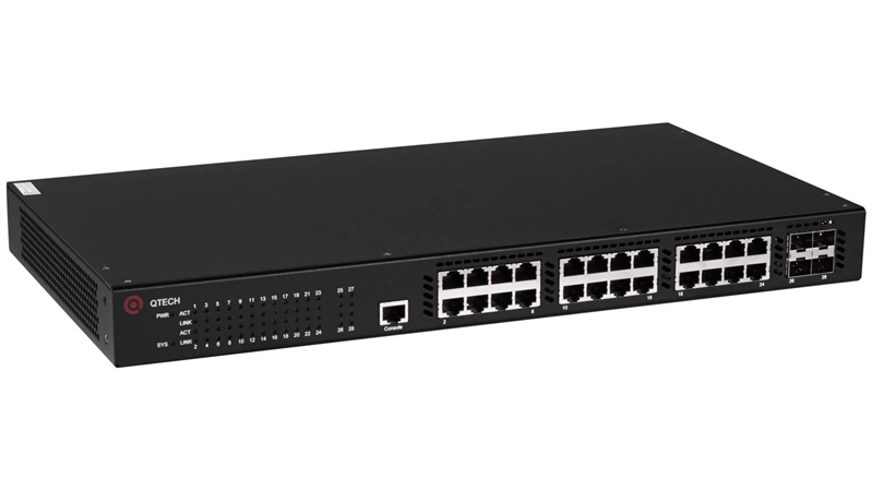 Коммутатор QTECH QSW-3310-28TX-POE-AC-AFTER_DEMO, L3, 24×1GbE PoE, 4×10GbE SFP+