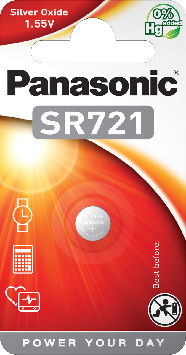 Батарейка Panasonic SR-721EL/1B, 1.55В, оксид-серебро