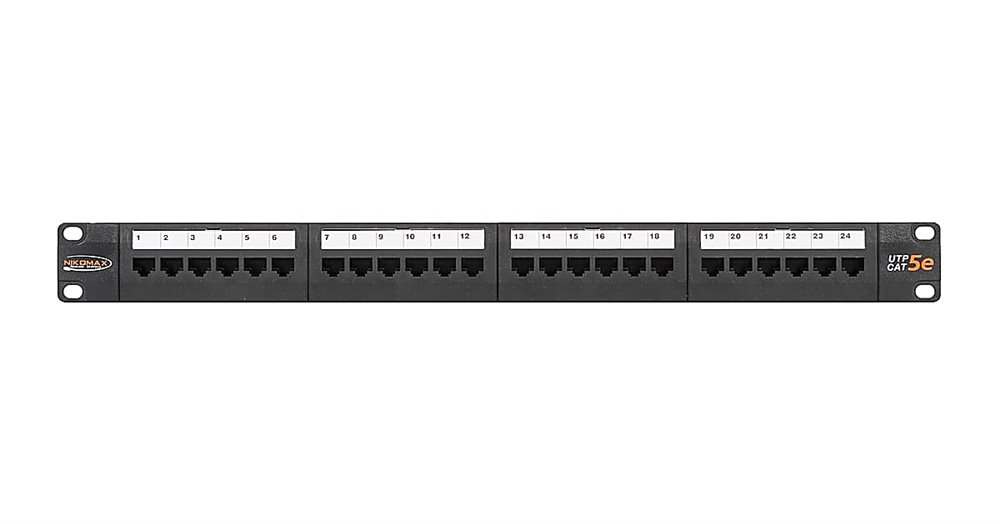 Патч-панель NIKOMAX NMC-RP24UD2-AN-1U-BK, 1U, 24×RJ45, кат.5e, неэкранированная