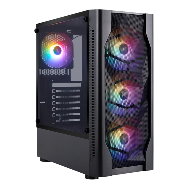 Корпус 1STPLAYER D4-BK-4F1, ATX, Midi-Tower, черный, без БП