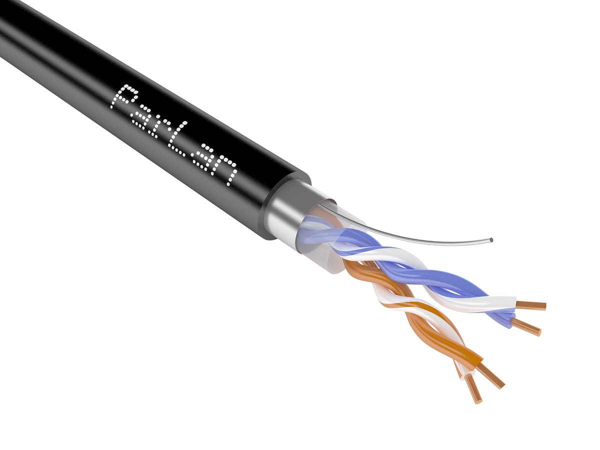 Кабель данных и связи Паритет ParLan F/UTP Cat5e PE 2х2х0,52, 305 м, 24 AWG, внешняя прокладка