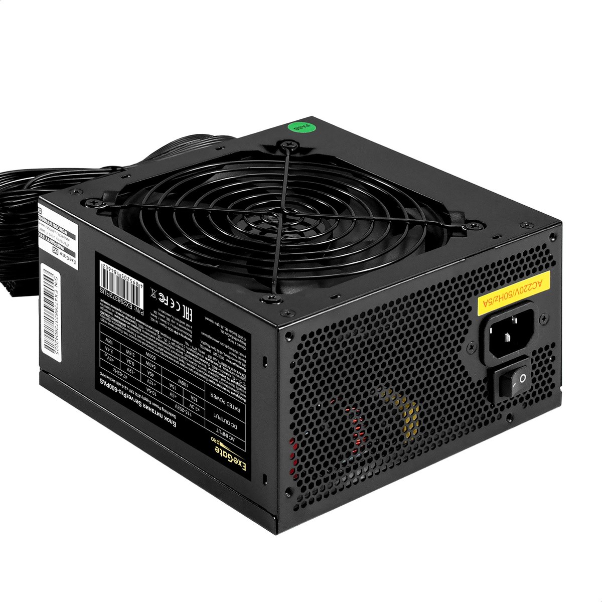 Блок питания ExeGate ServerPRO-600PAS, 600 Вт, ATX, 80 PLUS, APFC