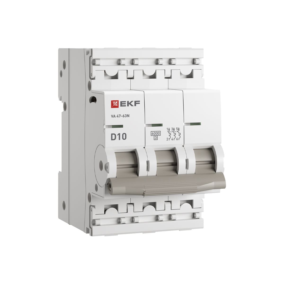 Выключатель автоматический EKF M636310D, 10А, 3P, D, 6кА