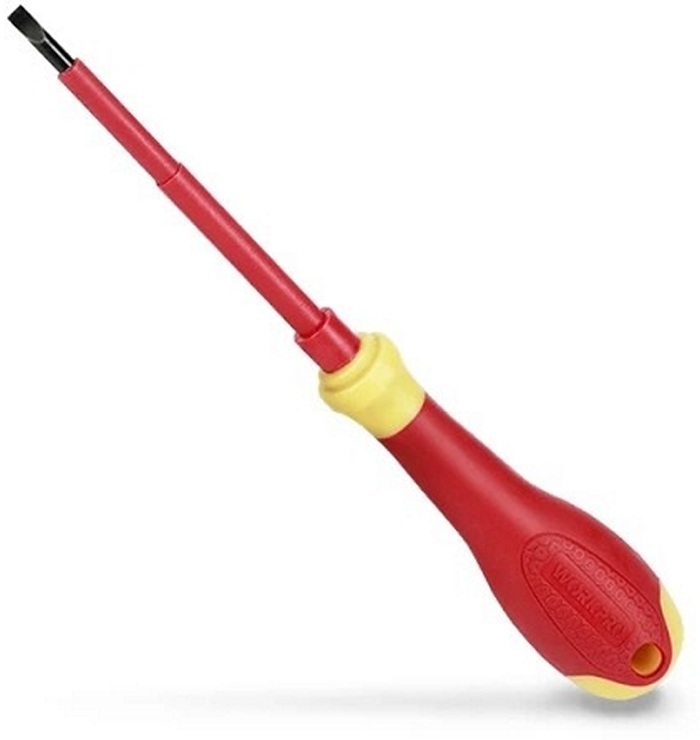 Отвертка WorkPro WP341003, диэлектрическая шлицевая, 0.6×3.5×100мм