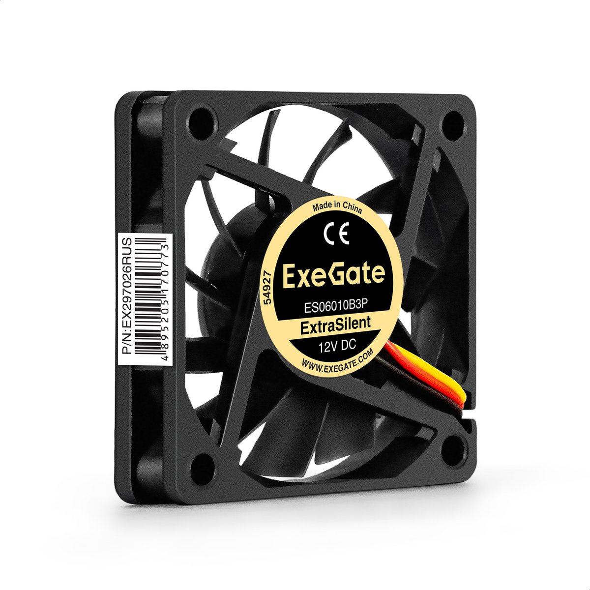 Вентилятор ExeGate ExtraSilent ES06010B3P, 60x60x10 мм, 12 В, 2000 об/мин