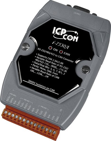 Преобразователь ICP DAS I-7530A-G CR, RS-232/422/485 в CAN, 1 порт, изоляция 3000 В