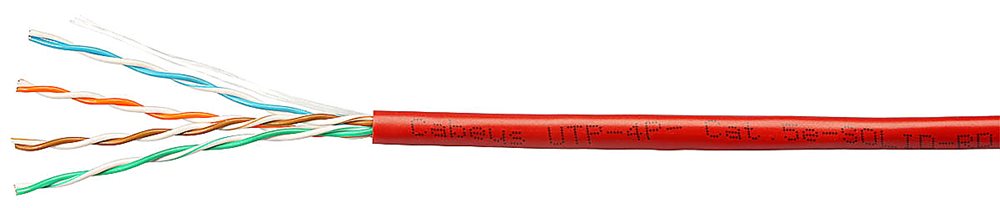 Кабель витая пара Cabeus UTP-4P-Cat.5e-SOLID-RD, U/UTP Cat.5e, 305м, красный