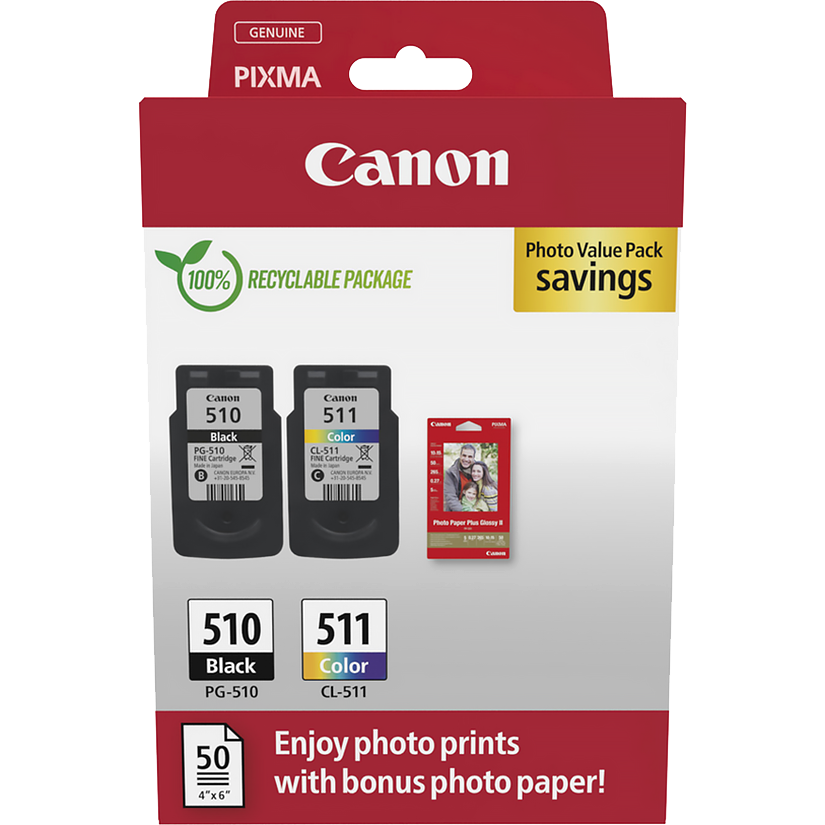 Набор картриджей Canon PG-510/CL-511 Multipack, черный + цветной, 2 шт